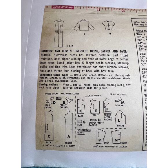 Simplicity 4687 pattern dress bodycon jacket 1960s size 16 - Picture 4 of 6
